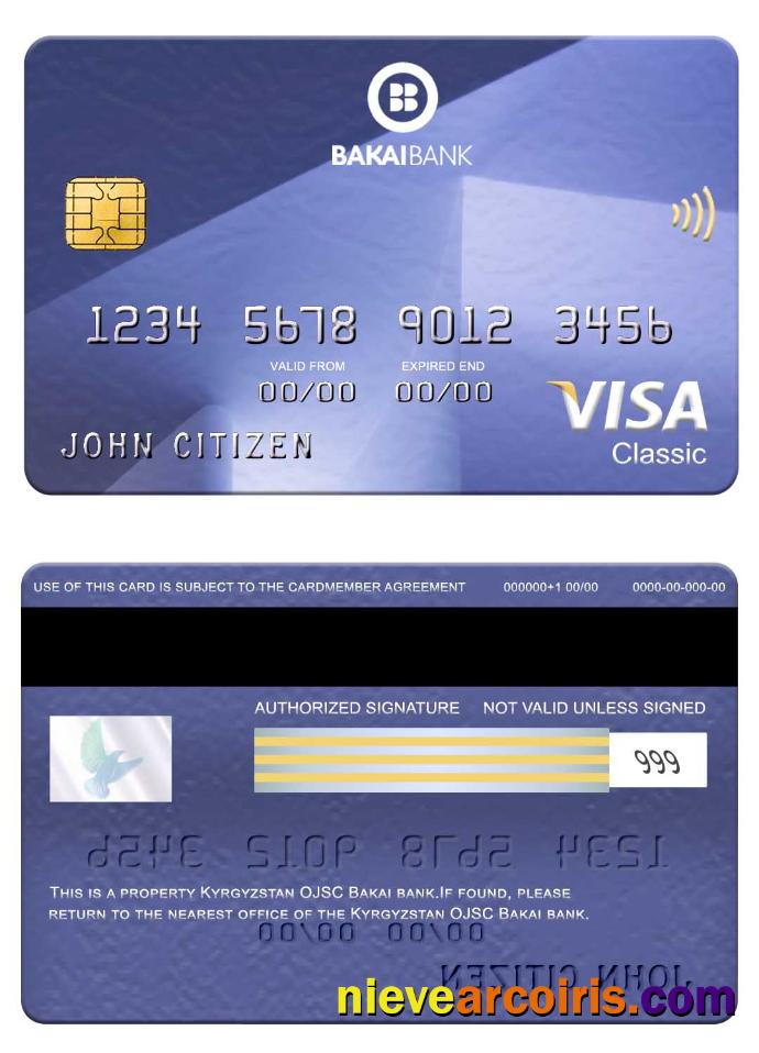 Kyrgyzstan OJSC Bakai Bank visa classic card